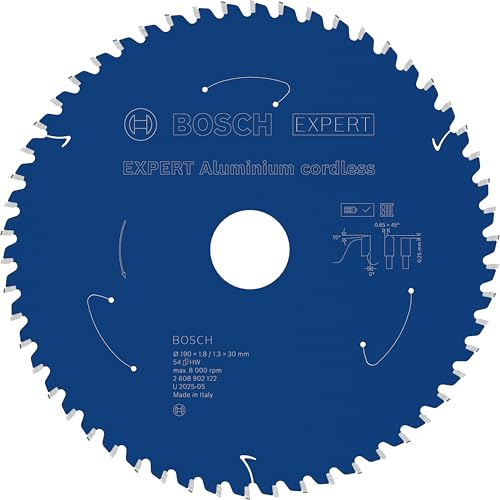 Bosch 1x Expert Aluminium Cordless Circ Saw | for Aluminium, Ø 190 mm, Professional Accessory Hand-Held Cordless Circular Saws, Hand-Held Cordless Dry Cutter