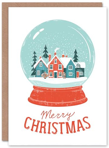 Artery8 Christmas Card Snow Globe with Festive Winter Townscape Scene