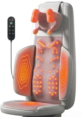 MMGGFQ Back and Neck Massager, Gifts, Massage Seat, Shiatsu Massage Chair with Heat and Vibration for Neck, Back, Shoulders, Use at Home and Office,