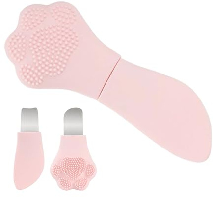Spatola Per La Pelle Detergente Esfoliante In Silicone A Doppia Punta | Raschietto Per Viso E Naso A Forma Di Di Gatto Per Naso Fronte Mento Donne Uso Quotidiano Viaggio Pulizia Pre Trucco