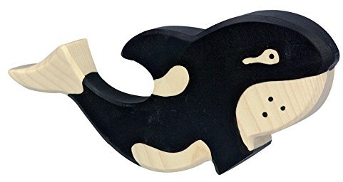 cama24com Orca-Wal Holzfigur Holzspielzeug Meerestiere von Holztiger mit Palandi® Sticker