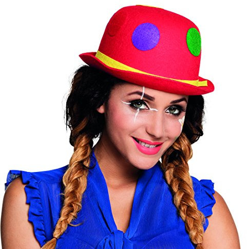 NET TOYS Clown Hut Melone Karnevalhut rot Faschingshut gepunktet Narrenhut Zirkus