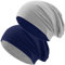 Hatstar® Bicolor Slouch Long Beanie Mütze | leicht und weich | für Damen und Herren | Übergangsmütze für Frühling und Sommer (Zwei-farbig | Bicolor Navy-hellgrau)