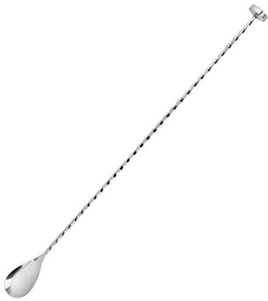 ebarman.com Bar Spoon Stiff Acciaio Inox 18/10 Cucchiaio per miscelazione con pestello per Barman Uso Professionale 40 cm C-0061