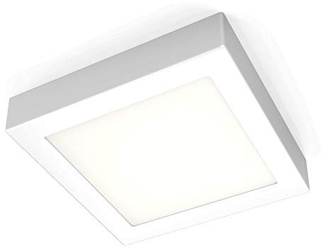 B.K.Licht - LED Deckenlampe mit warmweißer Lichtfarbe, 12 Watt, 900 Lumen, Deckenleuchte, LED Lampe, Wohnzimmerlampe, Schlafzimmerlampe, Küchenlampe, Deckenbeleuchtung, 17x17x3,2 cm, Weiß