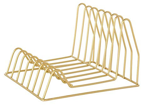 WJYLM Magazine Holder File Sorter in Metallo 7 Slot Scrivania Organizer Rack per Il Documento Cartella Lettera e Libro Forma, Verticale mensola portaoggetti,Vassoio portaoggetti Organizer,d'oro