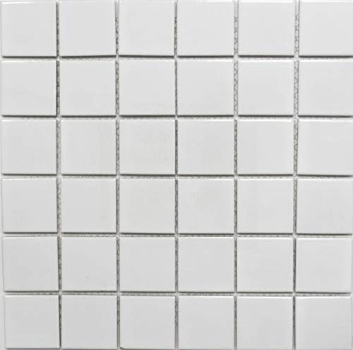 Mosaik Fliese Keramik weiß glänzend Fliesenspiegel Badezimmerwand MOS16B-0101_f