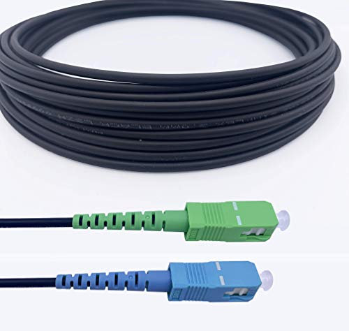 Elfcam® - Câble à Fibre Optique en Acier Blindé Compatible avec Freebox, Convient aux Installations Extérieur et Intérieur, SC/APC à SC/UPC Monomode Noir, 7M