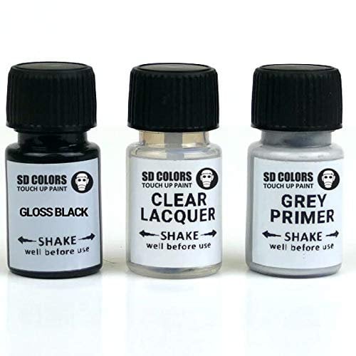SD COLORS GLOSS BLACK ALLOY WHEEL New Touch Up Paint Pen REPAIR KIT 8ML SCRATCH CHIP BRUSH FOR BLACK GLOSS ALLOY WHEELS (PAINT+PRIMER+LACQUER)