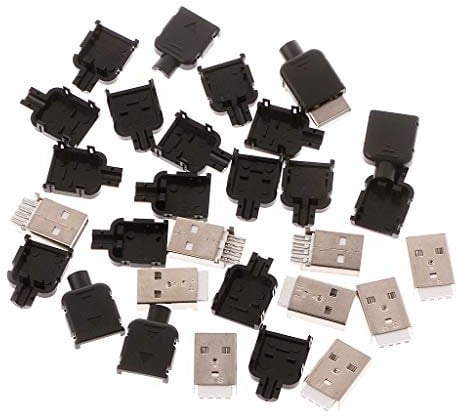NOWON 10 Ensembles de Type A USB 4 Broches Prise mâle kit connecteur Prise terminaison Coque en Plastique