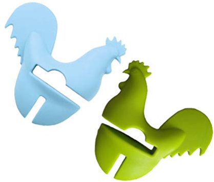 BESTonZON 2stücke Topfseitenschnalle Tierform Spritzschutz Und Überlaufstopper Für Kochutensilien Hitzebeständig Und Rutschfest Zufällige Farbe Huhn