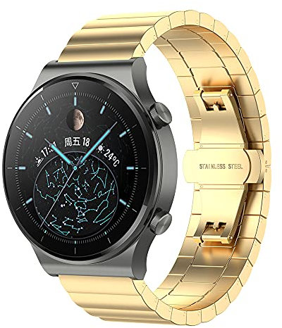 Cinturino di ricambio compatibile con Huawei Watch GT2 Pro/GT 2e/GT/GT2 Smart Watch da 46 mm, accessori in acciaio inossidabile, lunghezza regolabile, Acciaio inossidabile