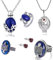 Zaky 6 Stück Vampire Halskette und Ringe Für Damen Ring Damen Der Herr Der Ringe Salvatore Damon Stefan Finger Familienwappen Ring Ohrringe-Set