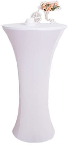 GEBIN Stretch Stehtischhussen, Elastische Tischdecken, Spandex Hussen Für Rund, Cocktail Bistrotisch Und Dekoration Für Hochzeiten, Feiern Weiß,80x110cm