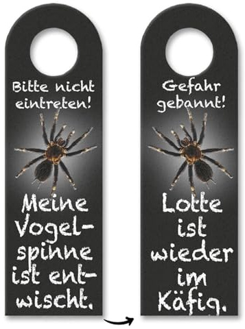 Bitte nicht eintreten oder Gefahr gebannt Türhänger 3er Set mit Vogelspinne Motiv als Geschenk für Besitzer von Vogelspinnen die beim Terrarium putzen lieber Ihre Ruhe haben