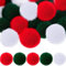 ihreesy 6cm Kunstfell Bommel,30 Stück Kleine Bastelpom Poms Tasche Mützen Anhängern Dekoration Pom Balls für Weihnachten Wolle Flauschigen Fellbommel für Damen und Mädchen,Grün Weiß Rot