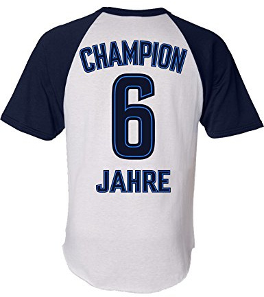 Baddery Jungen Fußball T-Shirt zum 6. Geburtstag - „Champion 6 Jahre“ | Kinder Fussball Geburtstagsgeschenk in Trikot-Optik
