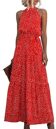 EFOFEI Damen Langes Sonnenkleid Mit Gürtel Boho Floral Fließendes Kleid Partykleid Cocktailkleid Strandkleid Business Casual Kleid