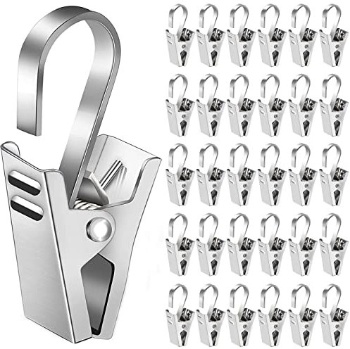 30 pcs Vorhang Clips,Edelstahl Gardinenclips,Silber Gardinen Klammern,Federring mit gezahnten Klemmen & glatter Oberfläche,für DIY Fotos Home Decoration Art Craft Dispaly