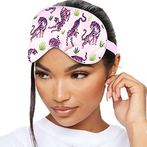 SMUG Satin-Schlafmaske & Augenmaske | Deep Dream Schlafmasken für Damen & Herren | Weiche Schlafmaske zur Pflege der Haut und zur Reduzierung von Augenringen | Augenschlafmaske | Rosa Tiger