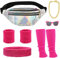Deguisement Annee 80 Femme Homme Accessoire Fluo Sac Banane Bandeau Cheveux Femme Bracelet Jambiere Annees 80 90 Deguisement Disco Femme Homme Enfant Déguisement Année 80 Accessoires Sportif (argent)