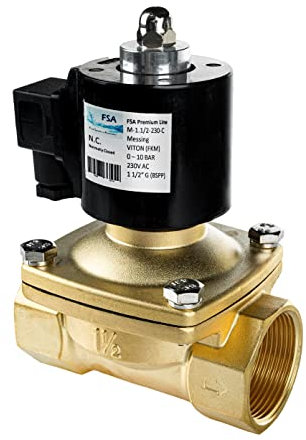 FSA Magnetventil Messing 1 1/2 230V AC 0-10 bar Viton stromlos geschlossen
