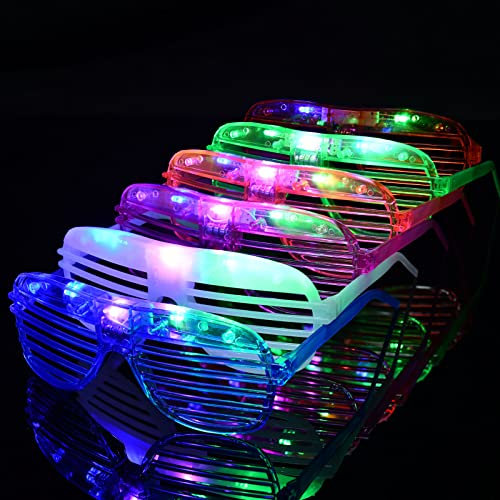 Ainiv LED Leuchtbrille, Led Brille, Kabellos Party Brille, LED Party Sonnenbrille, Leuchten Sie Neon Rave Brille Glow, Flashing LED Sonnenbrille Kostüme für Party, Karneval, Halloween