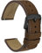 WOCCI 20mm Retro Leder Uhrenarmband für Herren und Damen, Ersatzarmband mit Schwarzer Schnalle (Dunkelbraun)