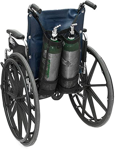 CUSENA Double réservoir d'oxygène pour Fauteuil Roulant, Sac de Stockage d'oxygène s'adapte Bouteille d'oxygène Portable D & E pour Un Usage médical, à la Maison, à l'hôpital,Noir,60x45cm