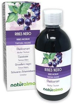 Ribes nero (Ribes nigrum) foglie e frutti Tintura Madre analcoolica Naturalma - Estratto liquido gocce 500 ml - Integratore alimentare - Vegano