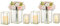 Glasseam Windlicht Glas Gross, Kerzenständer Gold Set von 6, Klar Kerzengläser Groß, Modern Kerzenhalter Weihnachten für Outdoor Garten, Metall Kerzenständer Stumpenkerzen für Wohnzimmer Haus Deko