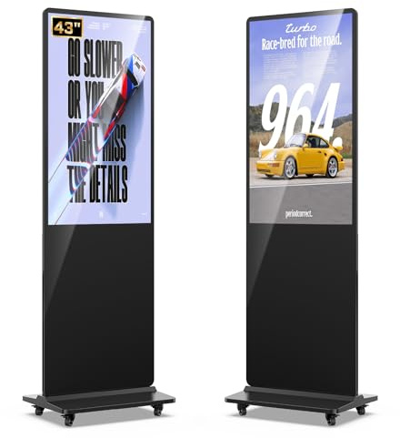 QIXZOCV Quiosco digital de 43 pulgadas para uso en el suelo, pantalla LCD, tótem comercial, sistema Android, póster vertical con reproductor multimedia automático