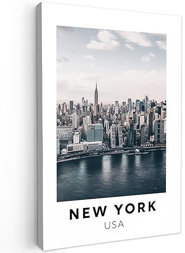 MuchoWow© Leinwand 60x90 cm Deko Schlafzimmer Aesthetic Leinwandbilder Wohnzimmer Gemälde Foto Geschenk Living Room Decoration Amerika - New York - Skyline - USA