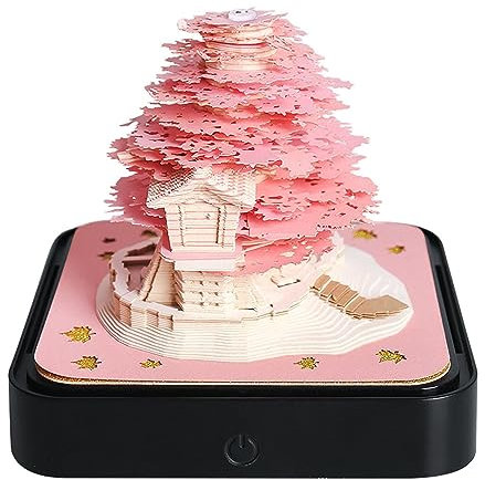 3D Schreibtisch Kalender 2024 Baum 3D Memo Pad Papier Kunst Kalender 3d Post Notizen Notizblock Papier Kunst Kirschblütenbaum Schnitzen Geschenk Desktop Dekoration