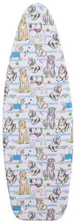SHERWOOD Ironing Board Cover 135 x 45cm 100% Cotton Cover with Thick Felt Resists Scorching and Staining Adjustable Size Iron Board Cover (Dogs,135 x 45cm)