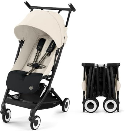 Cybex Libelle Lightweight Travel Baby Stroller with Ultra Compact Carry On Fold, Smooth Suspension, and One Hand Adjustable Recline, Travel System Ready, Canvas White