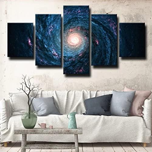 5-Teiliges Leinwandbild, Sternenhimmel Der Weltraumgalaxie Poster, Gemälde Auf Leinwand, Wandkunst Für Zuhause, Wanddekoration, (Xxl/Mit Rahmen 200 X 100 Cm) Schlafzimmerbürohotelwandkuns -0O7W-C4S4