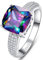 Yaresul 5 ct Damen Ringe Silber 925 Regenbogen Mystic Topas Ringe Frauen mit Kubischem Zirkonia Verlobungsring Damen Feiner Schmuck für Frauen Größe 60(19.1)