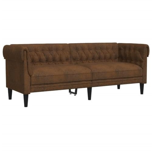 vidaXL Chesterfield Sofa, Polstersofa 3-Sitzer mit Stützbeinen, Loungesofa Designsofa für Wohnzimmer, Couch Wohnzimmersofa, Braun Stoff