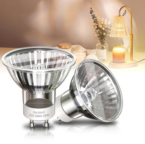 Aurax 28W Wax Warmer Bulbs GU10, MR16 Reflector Bulb Warm White 2800K GU10 Wax Burner Bulbs Dimmable 28W Heating Bulb for Candle Warmer Lamp, Scentsy Lamp - 2 Pack