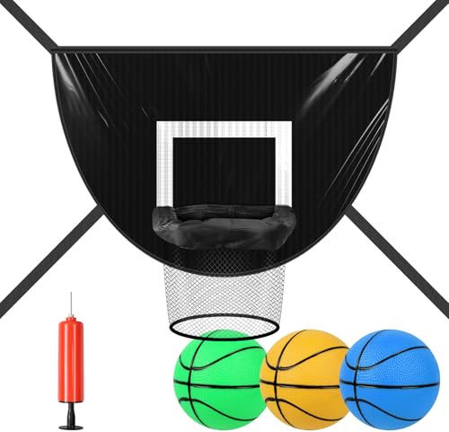 Trampolin Basketballkorb, Universal Board Mini-Basketballkorb, Trampolin Basketballkorb für Kinder, Aufsatz mit Mini-Basketball, geeignet für Kinder, Erwachsene im Innen und Außenbereich (schwarz)
