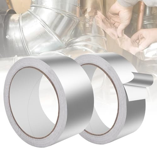 Joaecosmhui Aluminium Klebeband Hitzebeständiges - Nicht Leicht zu Zerreißen, Wasserdichtes Alu Klebeband zum Reparieren von Metalloberflächen (1 Rolle 1mm x 30mm x 20m+1 Rolle 1mm x 50mm x 20m)