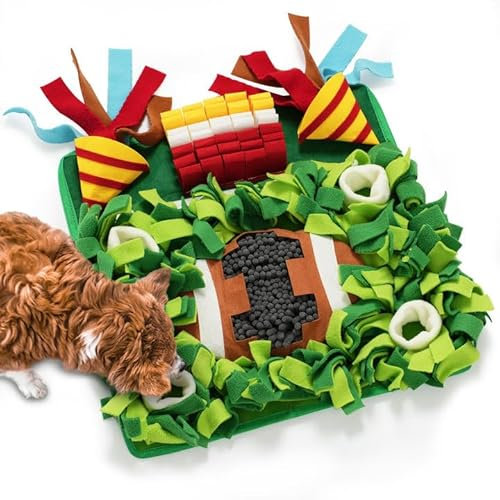 MEWOOFUN Schnüffelmatte für kleine und mittelgroße Hunde, Fußball-Thema, Schnüffelmatte für Langeweile – interaktive Schnüffelmatte für Hunde/Katzen, langsames Fressen, Futtersuche und