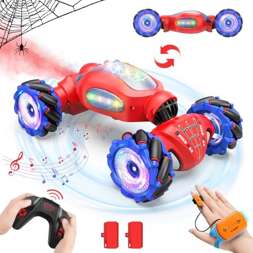 Nitigo Ferngesteuertes Auto RC Spielzeug mit Handsteuerung Kinder ab 6-8 Jahre 2.4 GHz Stunt RC Car 4WD, 360° Drehung Auto mit Fernbedienung, Spider Geschenk Junge Mädchen 7 9 10 11 12 Jahre