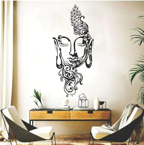 Wall Decals Buddha Yoga Studio Wall Sticker Living Room Wall Decal,black,94X42CM