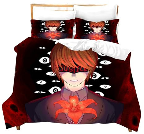 dashcos-store Death Note Anime Bettwäsche Anime Style Comforter Set mit Kissen Sham und Duvet Cover Bettwäsche Bettset