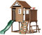 VEVOR Maison de jeu extérieure en bois de cèdre moderne pour enfants de 3 à 10 ans, chalet de jeux de jardin, cèdre de style campagnard avec toboggan, échelle, mur d'escalade, fenêtres, table de