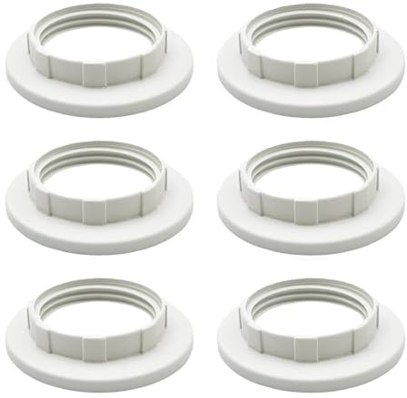 DAZISEN E14 Lampshade Reducer Ring - 6 Pcs Plastic Lamp Shade Reducer Ring Converter White Light Shade Adapter Ring Lampshade Fitting E14 Replacement Ring for Light Fixture