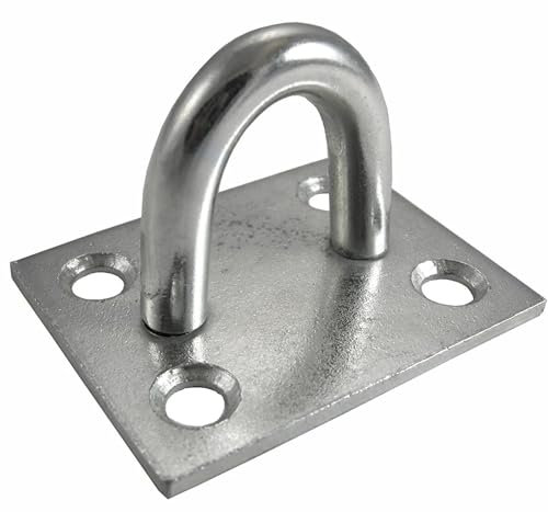 Keypak Security Staple on Plate, 50mm, Zinc Plated, Heavy-Duty Corrosion Resistant for Outdoor Use - for Chain to Gate or Fence Posts, Wall & Ceiling Hooks Hanger