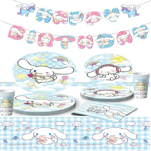 Vaisselle décorative, ensemble de vaisselle de fête à thème assiette anniversaire d'enfant, de vaisselle pour un anniversaire d'enfant ou une fête à thème Réutilisable (Blanc - poudre)